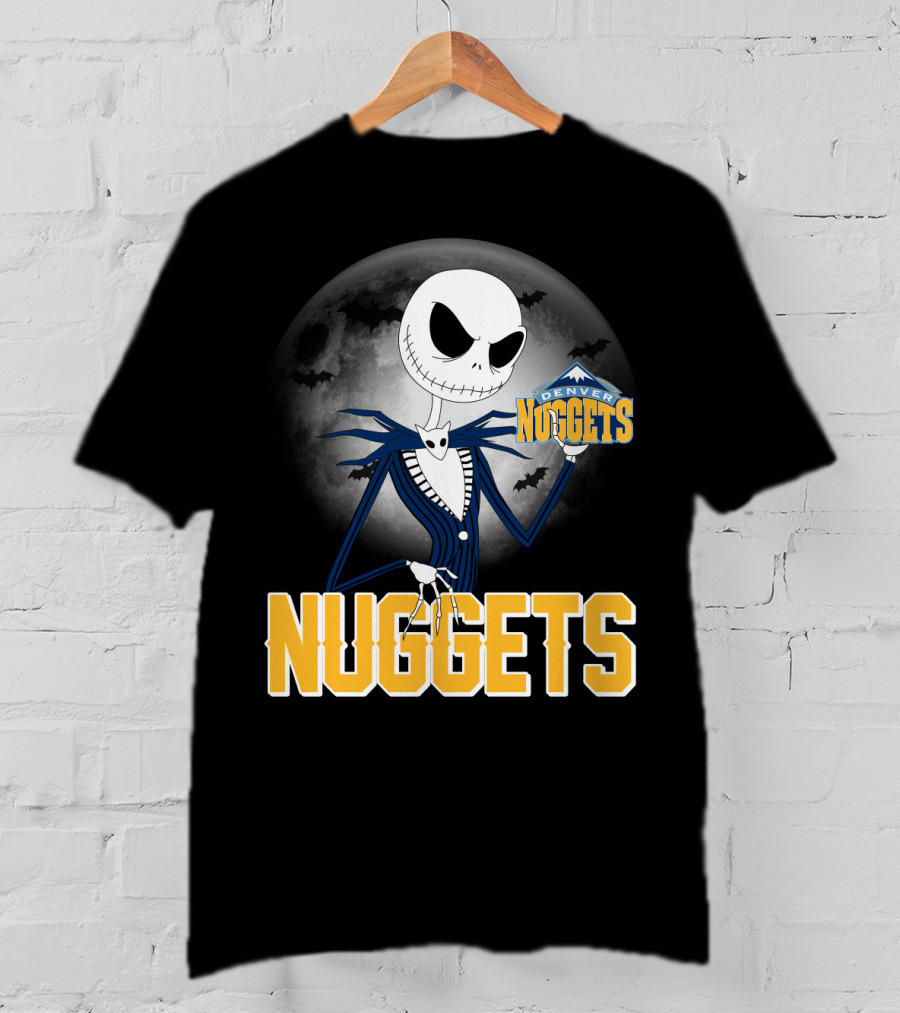 Jack Skellington Denver Nuggets Halloween Moon Bats T-Shirt