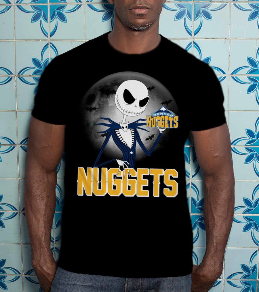 Jack Skellington Denver Nuggets Halloween Moon Bats T-Shirt
