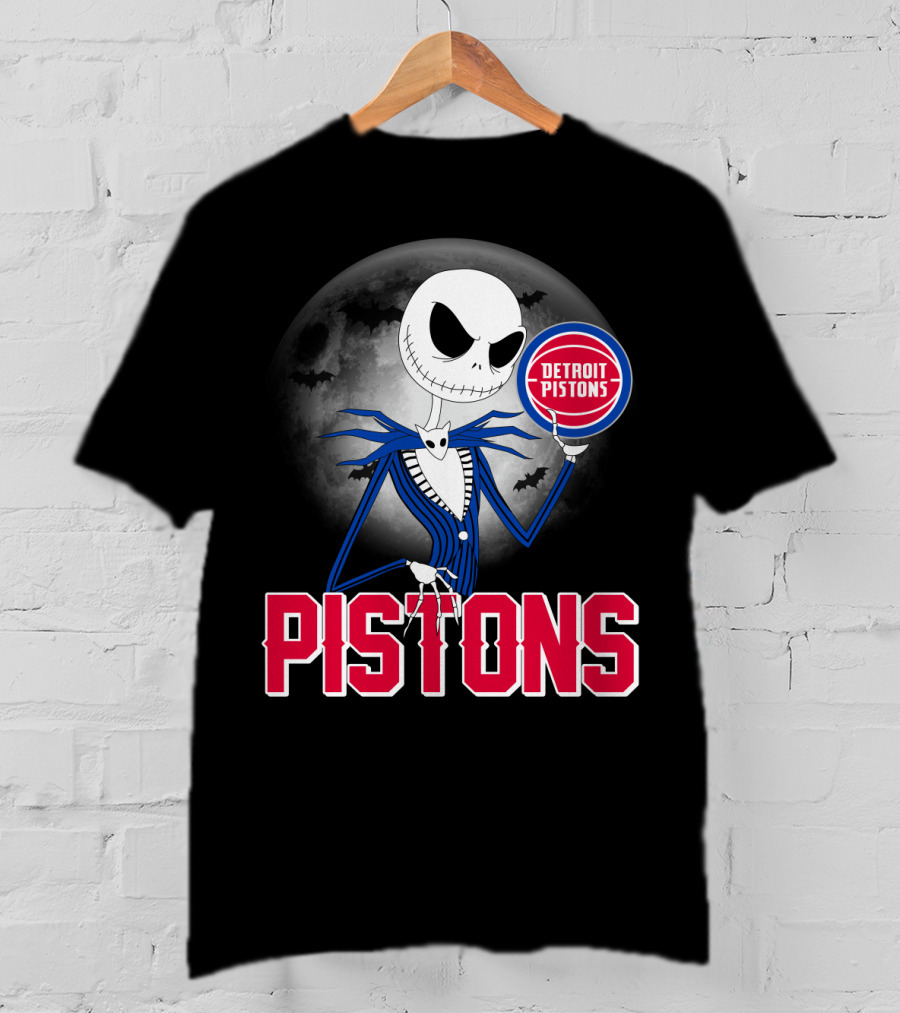 Jack Skellington Detroit Pistons Halloween Moon T-Shirt
