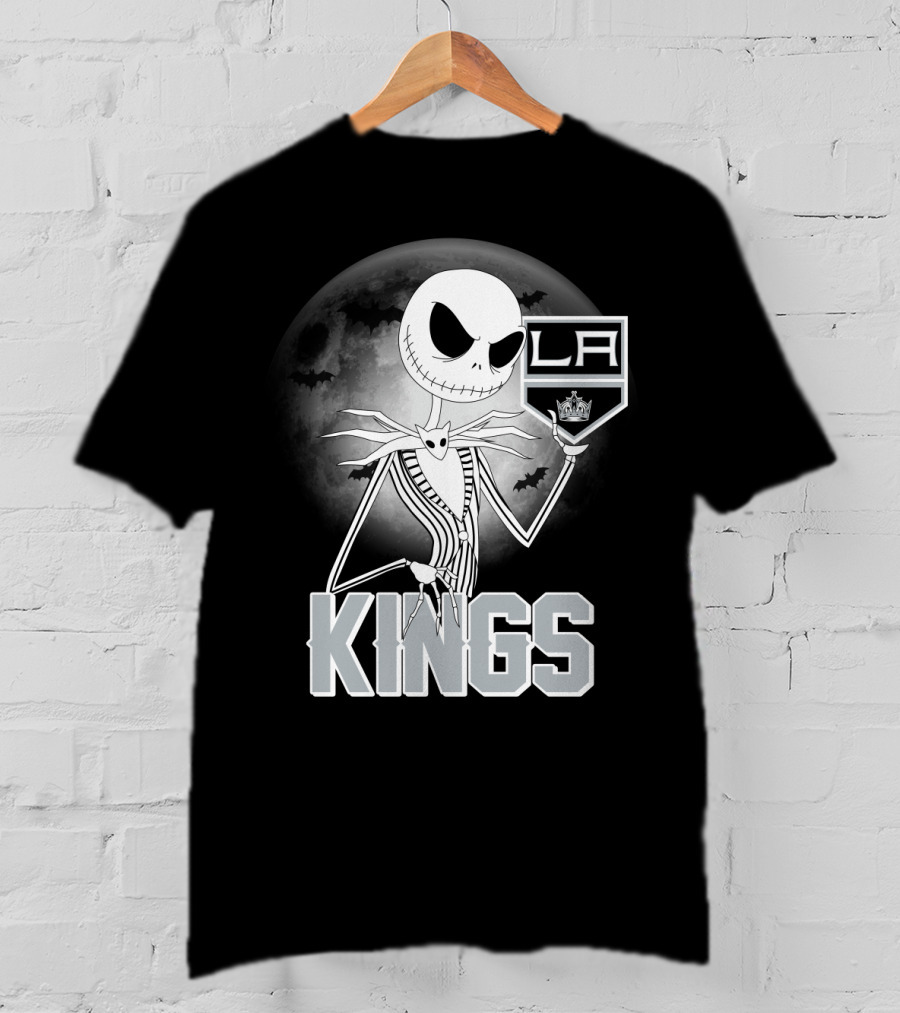 Jack Skellington Los Angeles Kings Halloween Moon Background T-Shirt