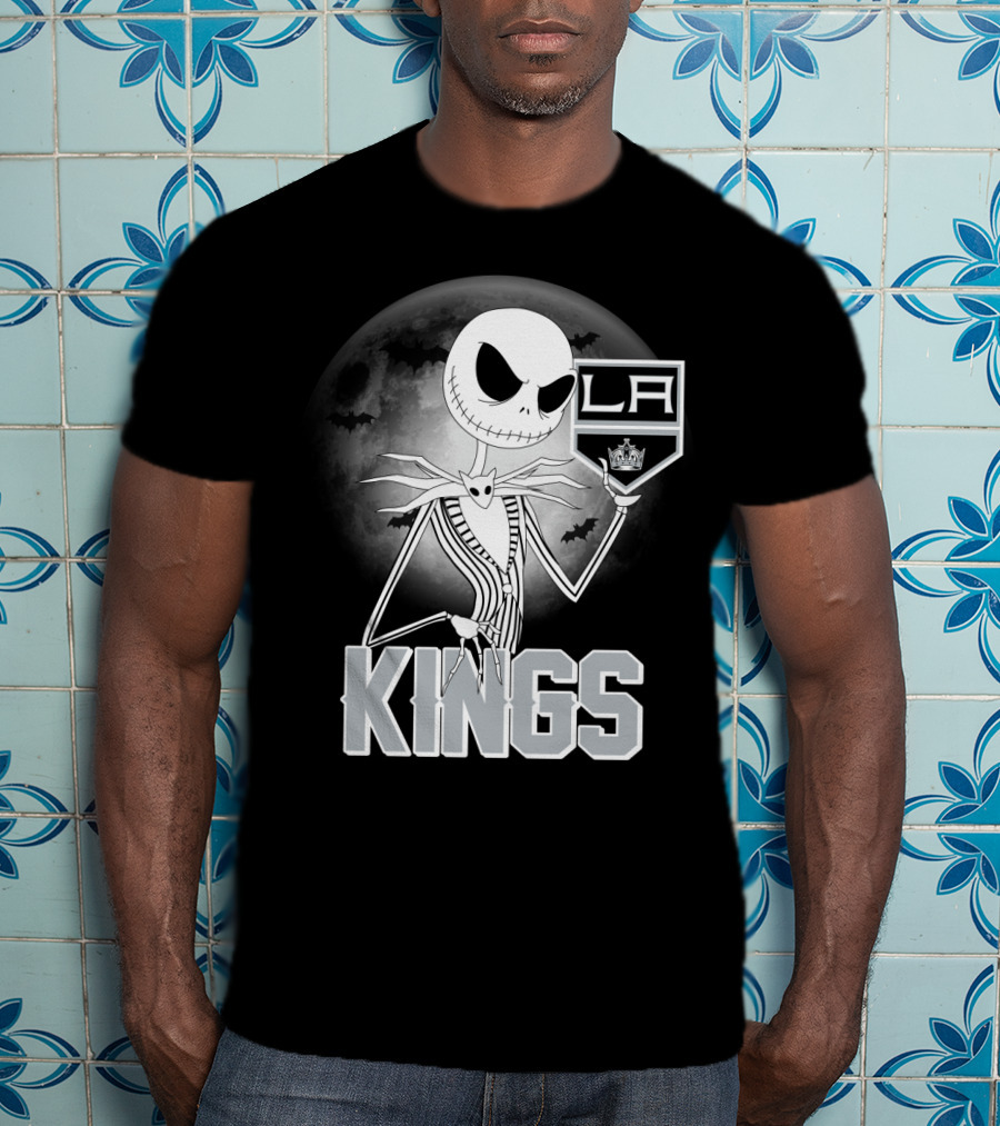Jack Skellington Los Angeles Kings Halloween Moon Background T-Shirt