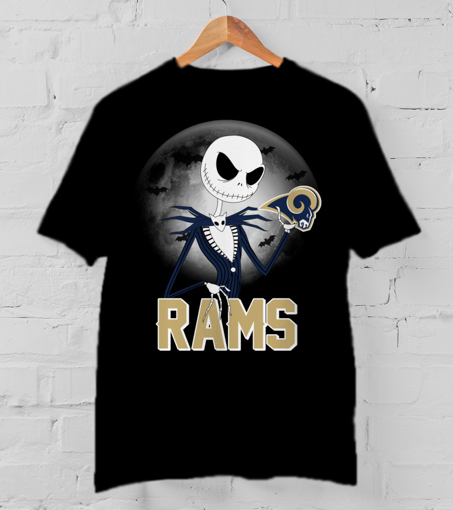 Jack Skellington Halloween Rams Moon Logos T-Shirt