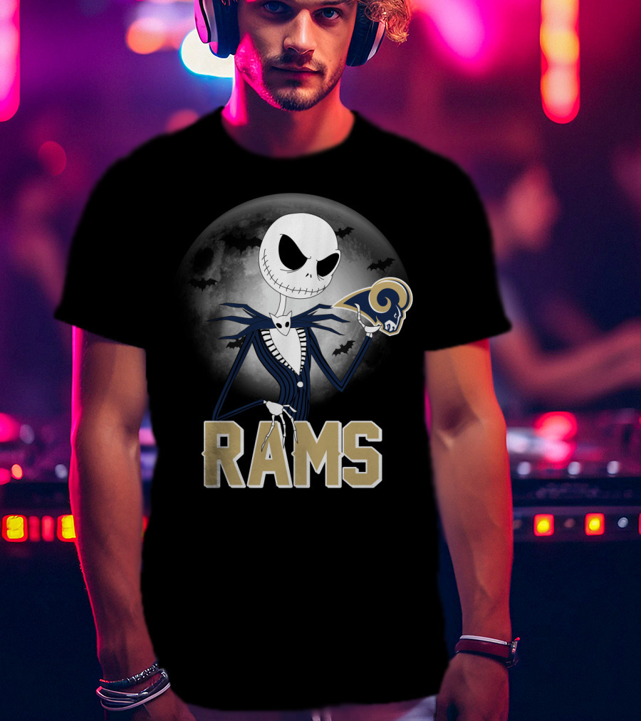 Jack Skellington Halloween Rams Moon Logos T-Shirt