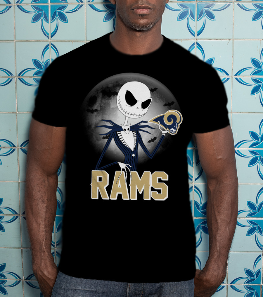 Jack Skellington Halloween Rams Moon Logos T-Shirt