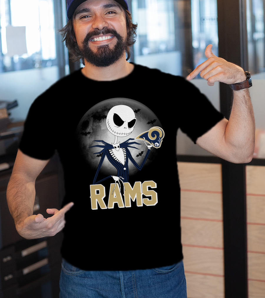 Jack Skellington Halloween Rams Moon Logos T-Shirt