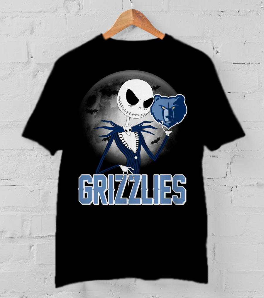 Jack Skellington Grizzlies Halloween Moon T-Shirt