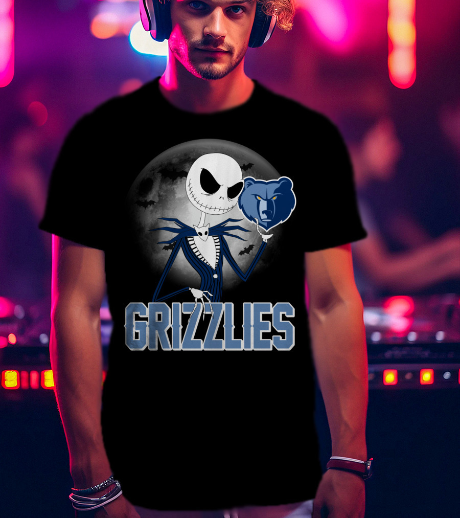Jack Skellington Grizzlies Halloween Moon T-Shirt