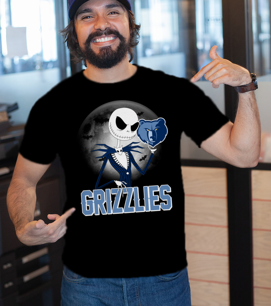 Jack Skellington Grizzlies Halloween Moon T-Shirt