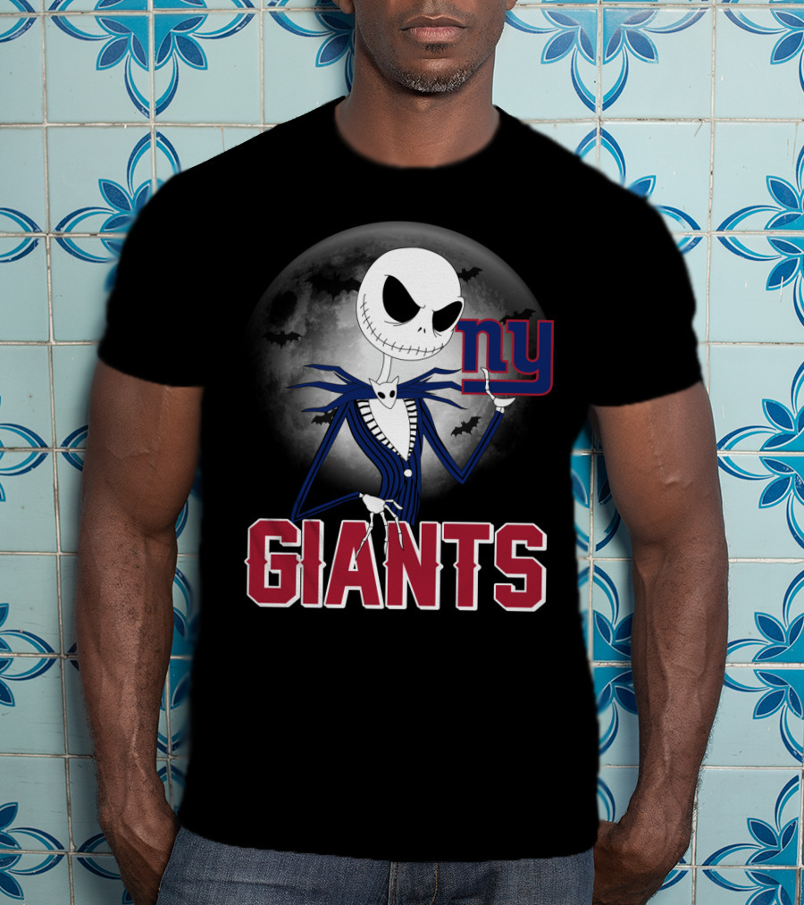 Jack Skellington New York Giants Halloween Moon T-Shirt