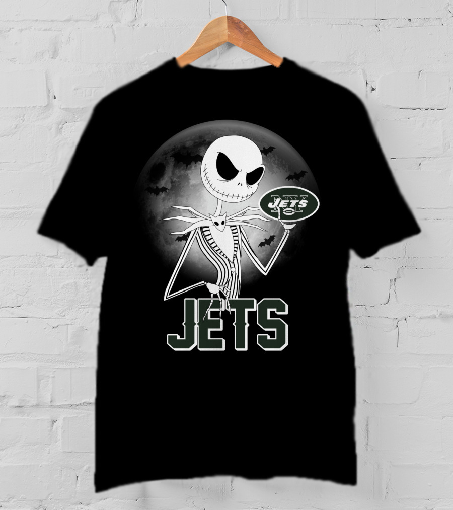 Jack Skellington Halloween New York Jets Moonlit T-Shirt