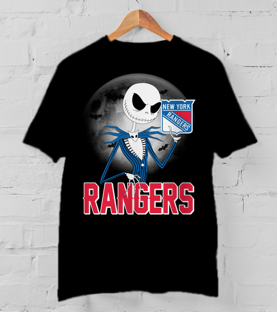 Jack Skellington New York Rangers Halloween Moon T-Shirt