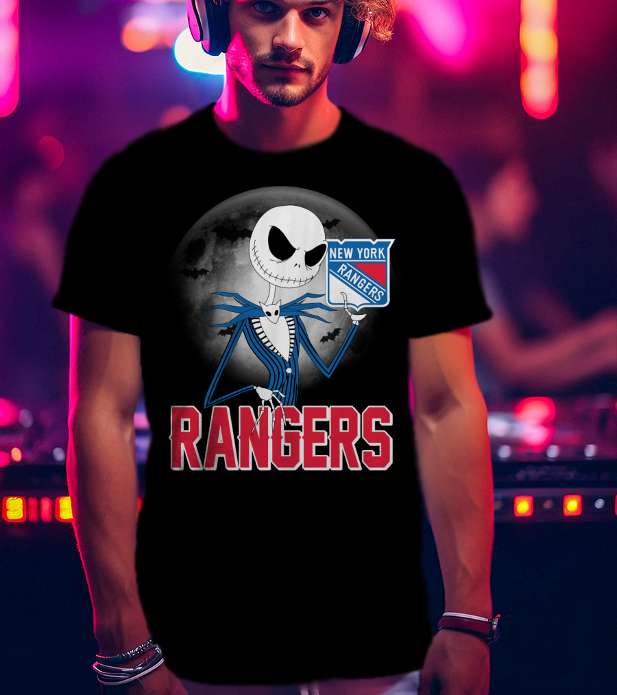Jack Skellington New York Rangers Halloween Moon T-Shirt