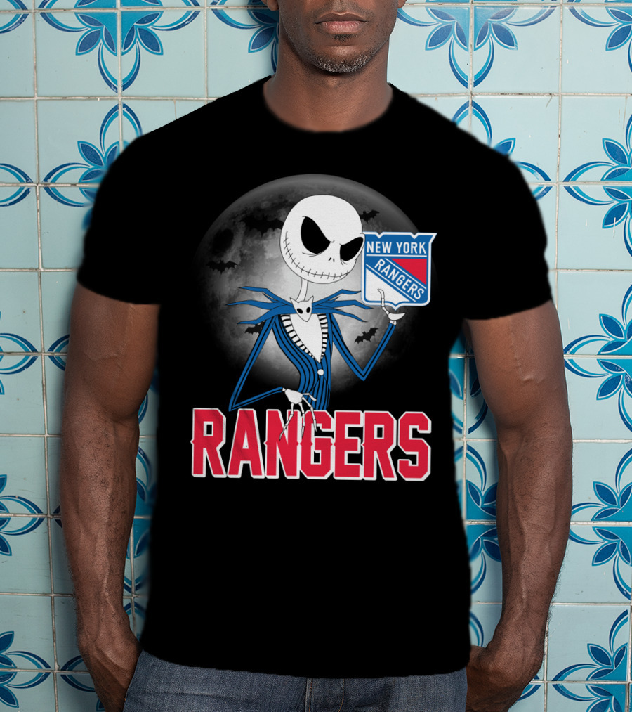 Jack Skellington New York Rangers Halloween Moon T-Shirt