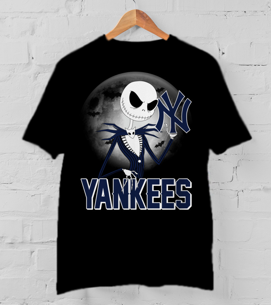 Jack Skellington Yankees Halloween Moon Sports Mashup T-Shirt