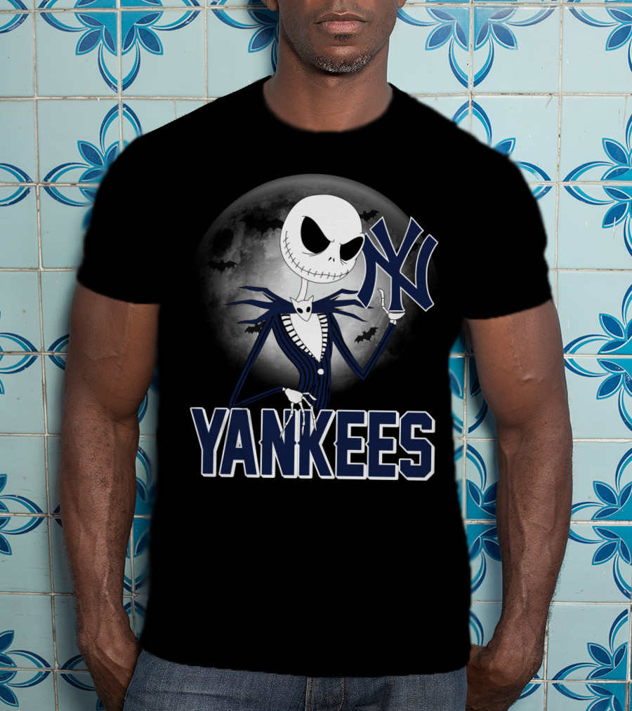 Jack Skellington Yankees Halloween Moon Sports Mashup T-Shirt