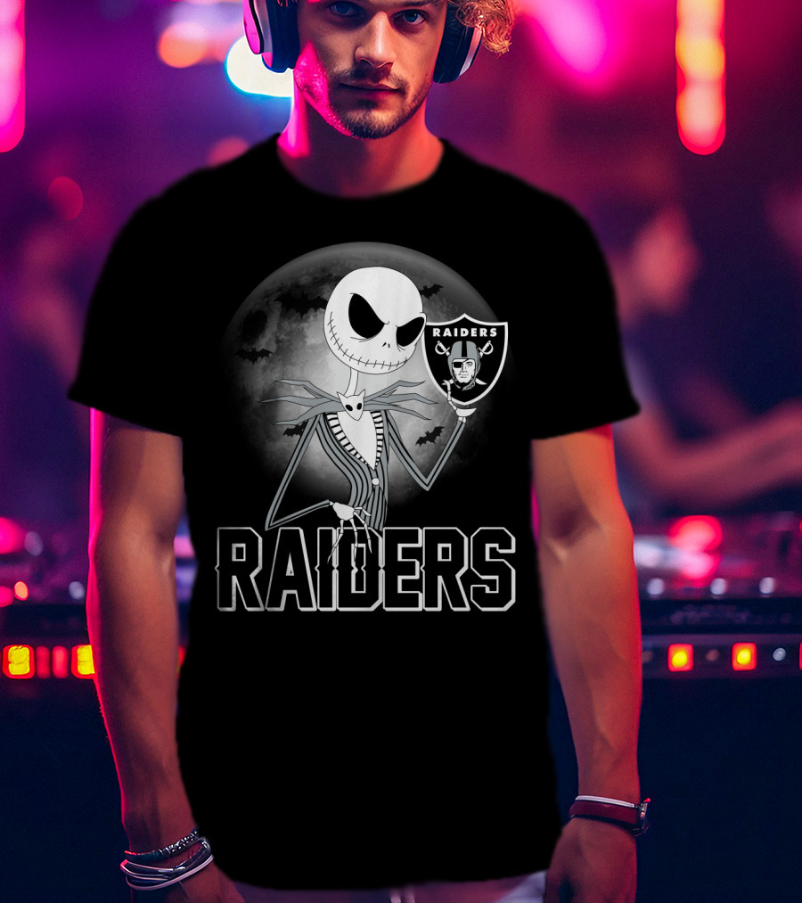 Jack Skellington Raiders Halloween Moon T-Shirt