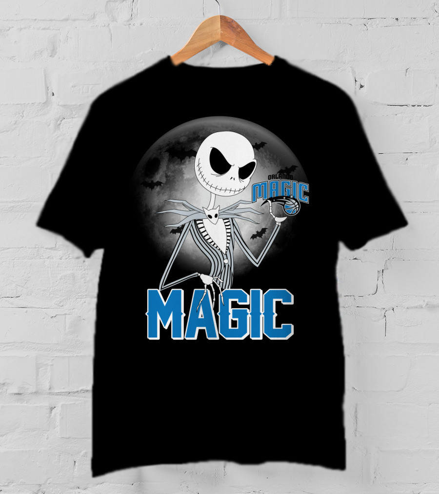 Jack Skellington Orlando Magic Halloween Moon Bats T-Shirt