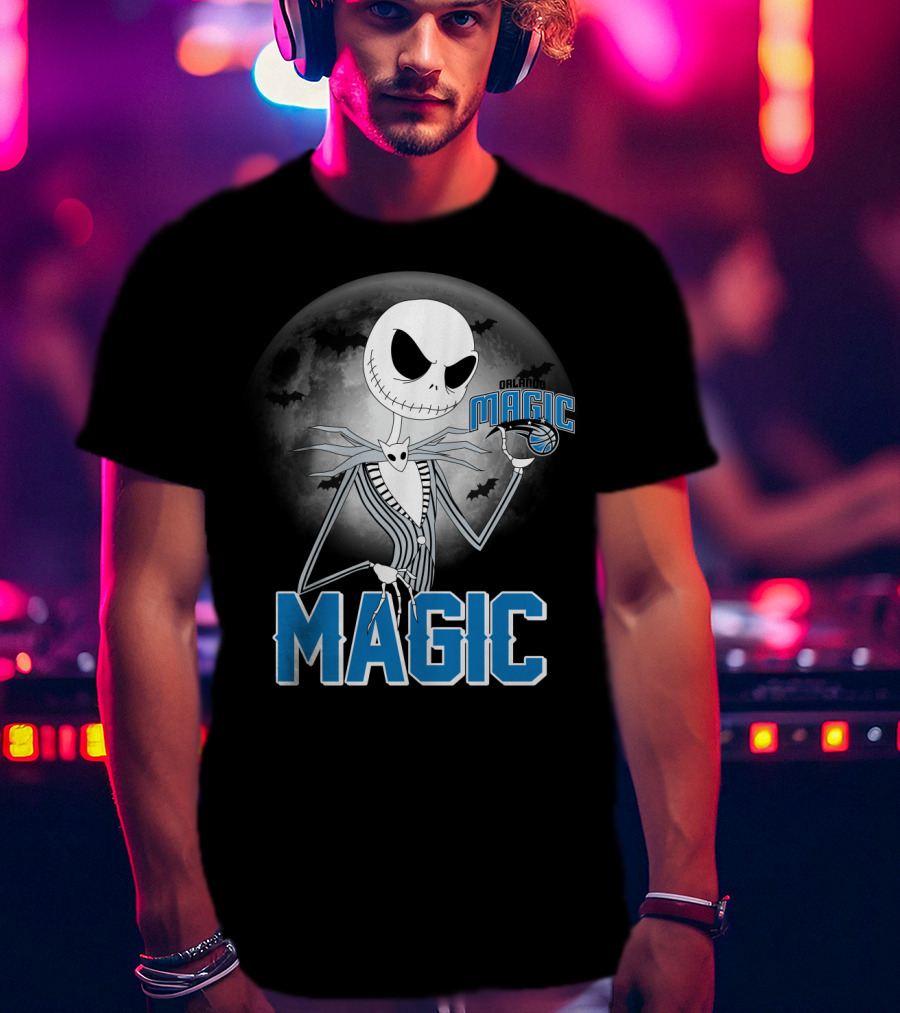 Jack Skellington Orlando Magic Halloween Moon Bats T-Shirt