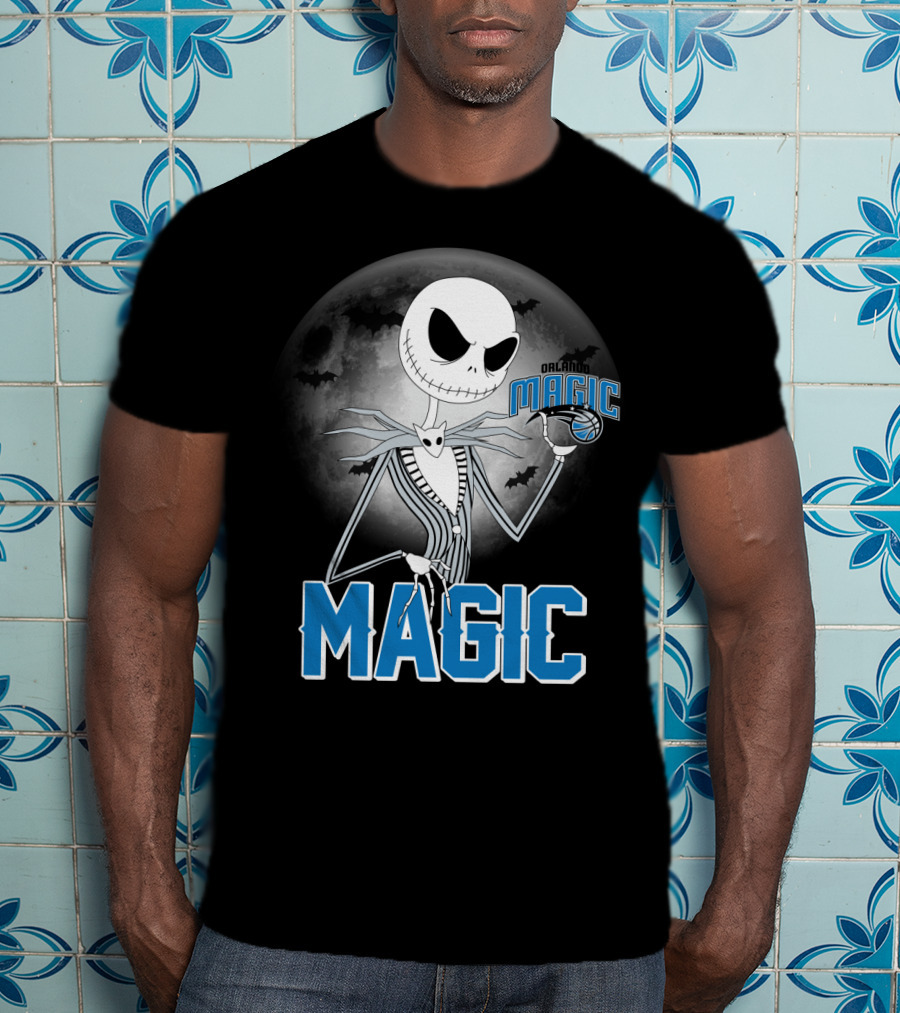 Jack Skellington Orlando Magic Halloween Moon Bats T-Shirt
