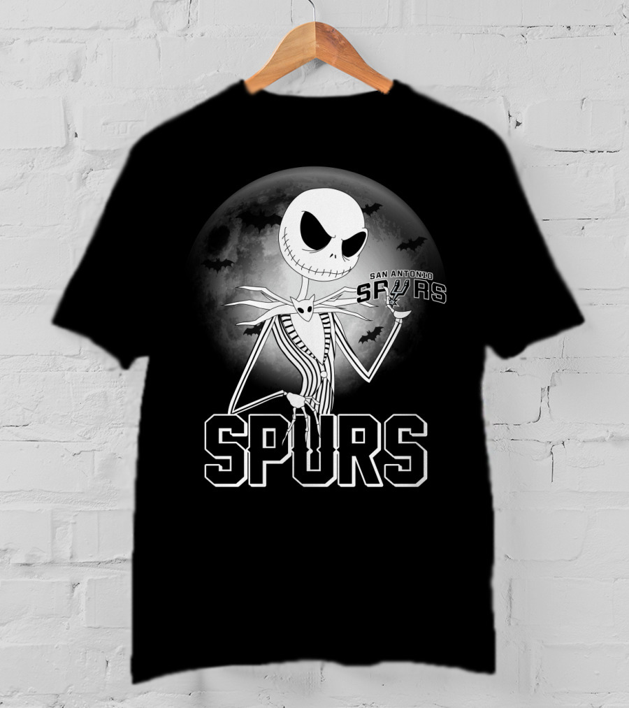 Jack Skellington San Antonio Spurs Halloween Moon Bats T-Shirt