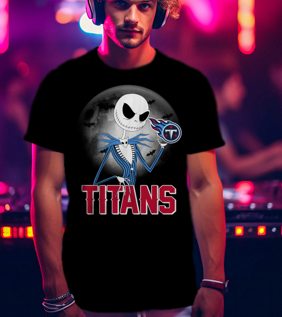 Jack Skellington Titans Halloween Night Tennessee Theme T-Shirt