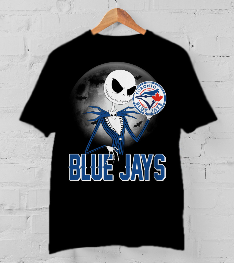 Jack Skellington Toronto Blue Jays Halloween Moon Bats T-Shirt