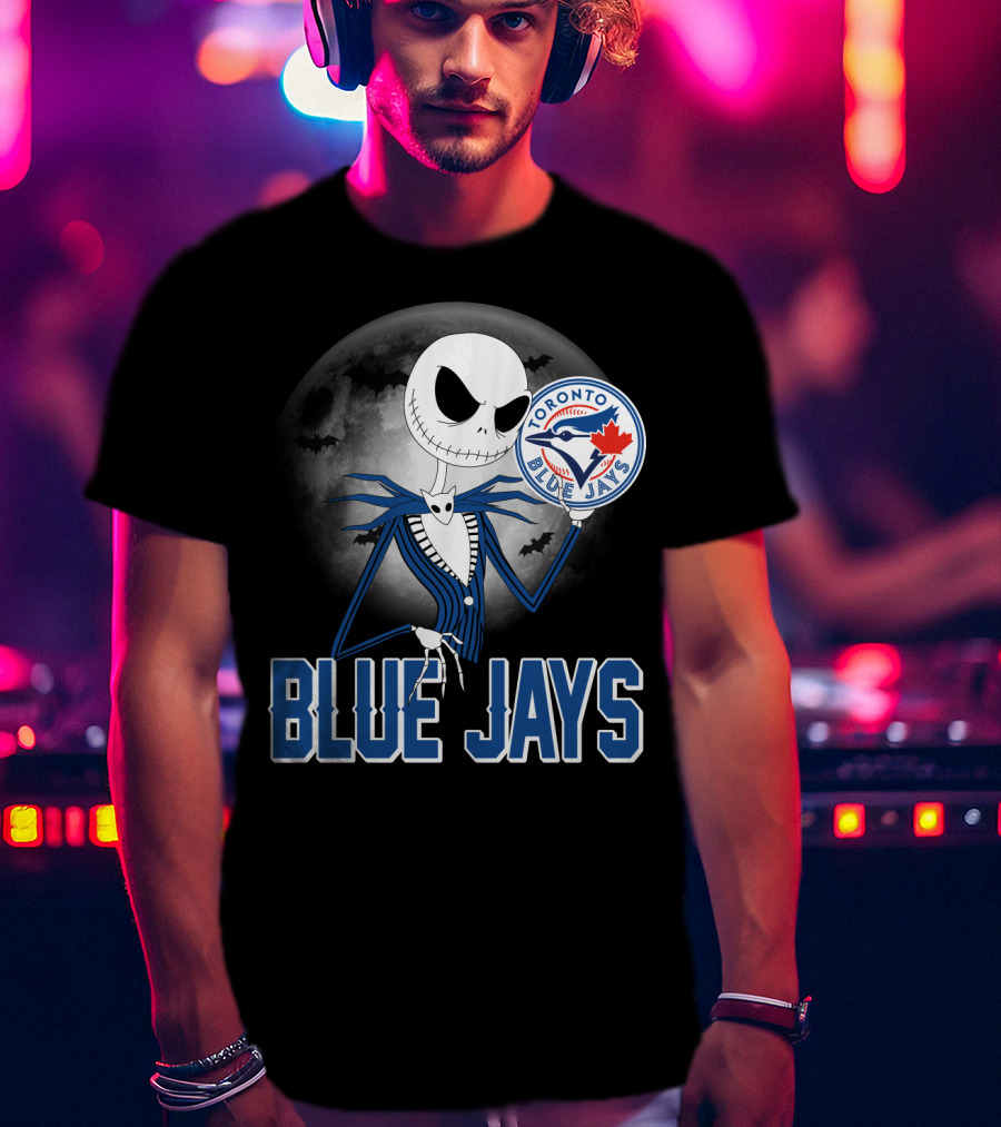 Jack Skellington Toronto Blue Jays Halloween Moon Bats T-Shirt