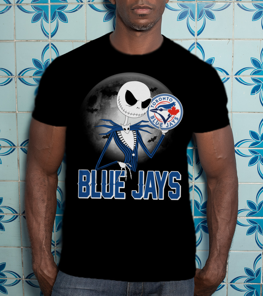 Jack Skellington Toronto Blue Jays Halloween Moon Bats T-Shirt