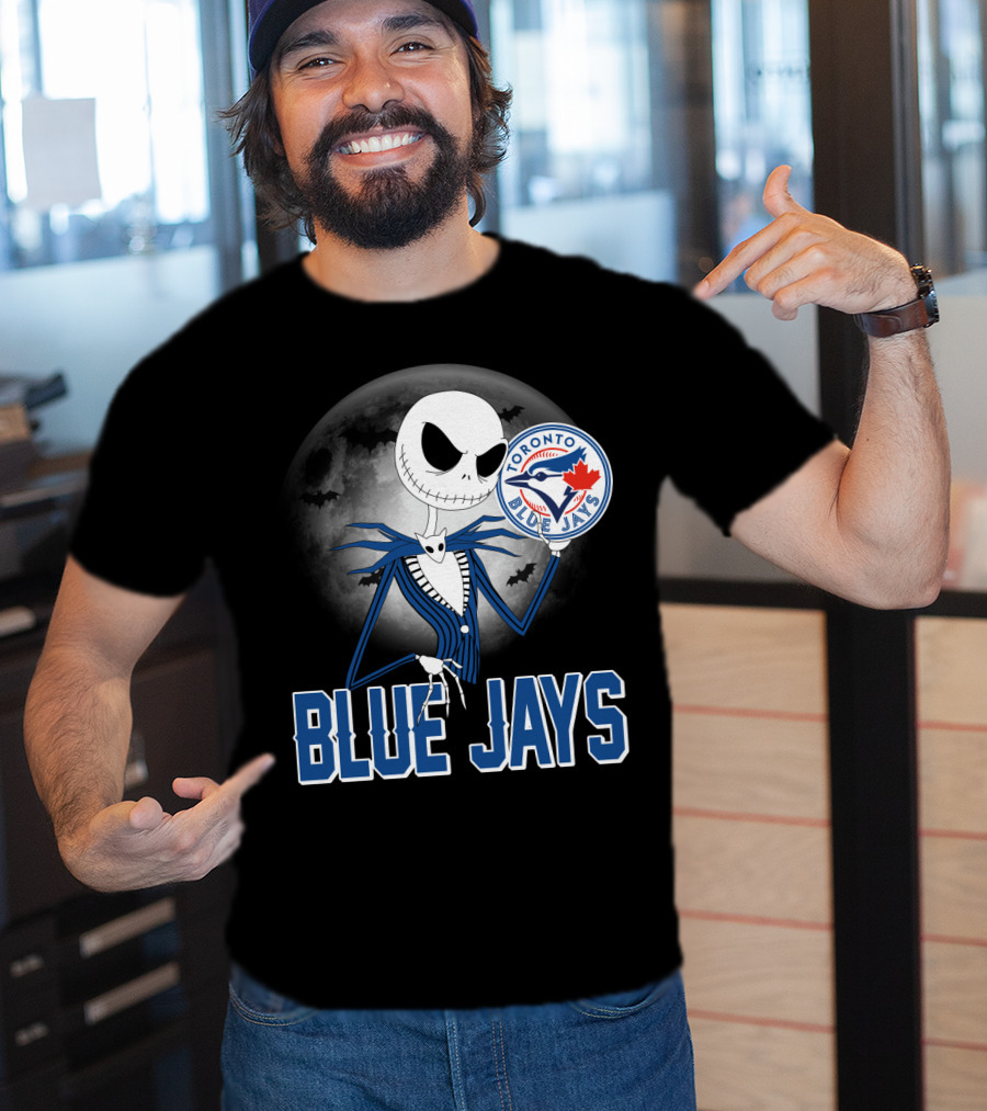 Jack Skellington Toronto Blue Jays Halloween Moon Bats T-Shirt