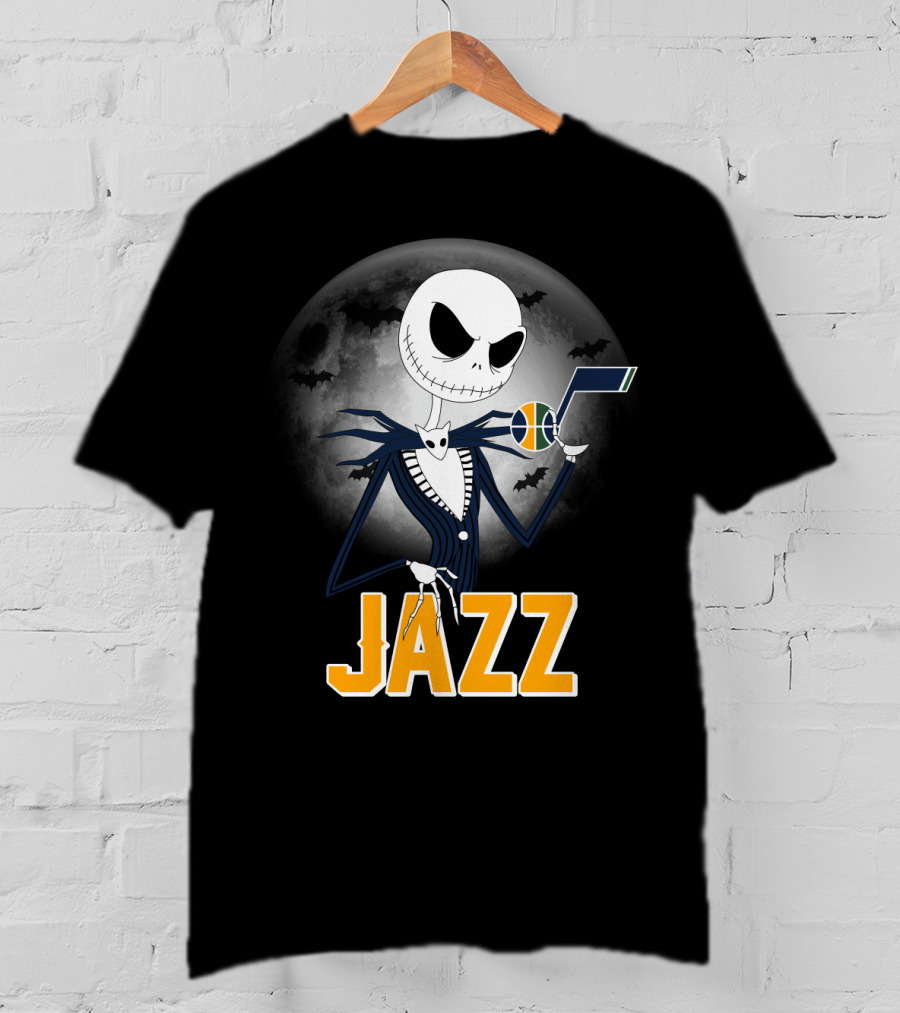 Jack Skellington Halloween Utah Jazz Moonlit Fans T-Shirt