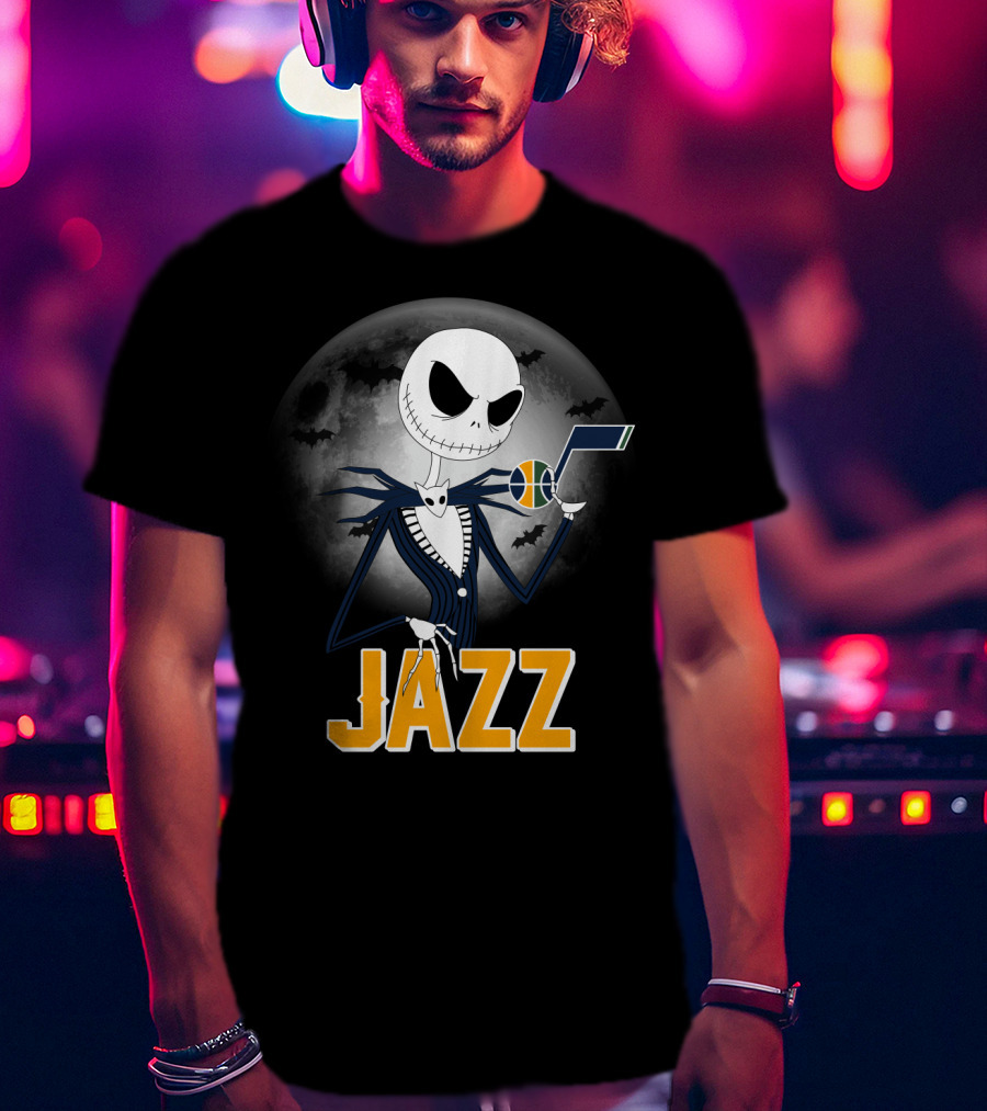 Jack Skellington Halloween Utah Jazz Moonlit Fans T-Shirt