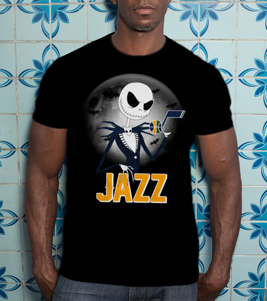 Jack Skellington Halloween Utah Jazz Moonlit Fans T-Shirt