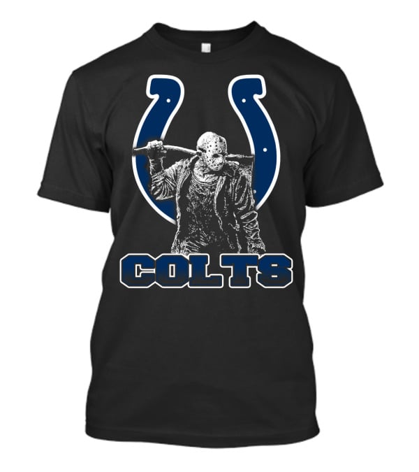 Jason Voorhees Wielding Axe Indianapolis Colts Logo And Fans T-Shirt