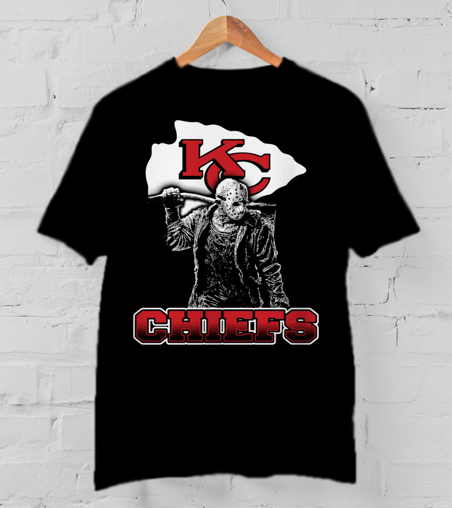 Jason Voorhees With Kansas City Chiefs Logo Chiefs Fans T-Shirt