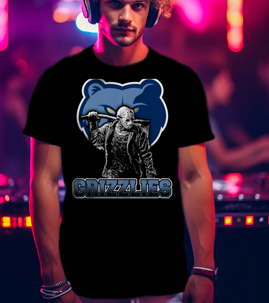 Jason Voorhees And Memphis Grizzlies Logo Crossover T-Shirt
