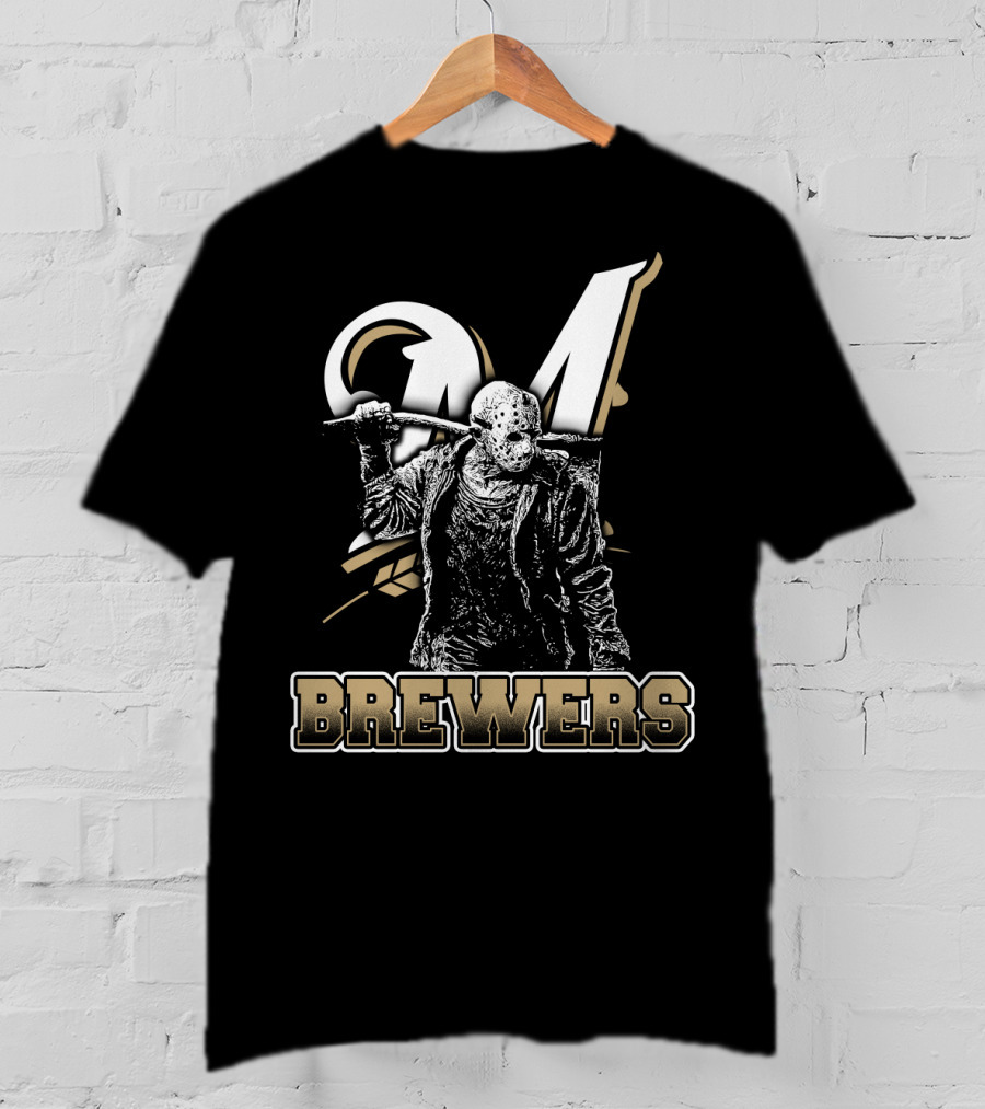 Mashup Of Jason Voorhees With Milwaukee Brewers Fans Aesthetic T-Shirt