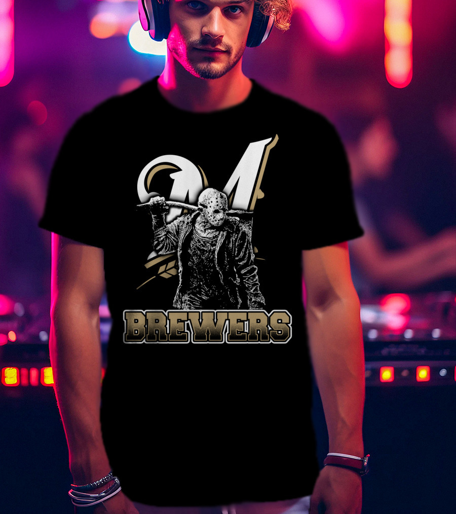 Mashup Of Jason Voorhees With Milwaukee Brewers Fans Aesthetic T-Shirt