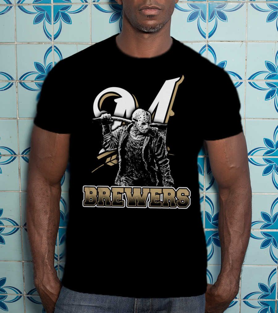 Mashup Of Jason Voorhees With Milwaukee Brewers Fans Aesthetic T-Shirt