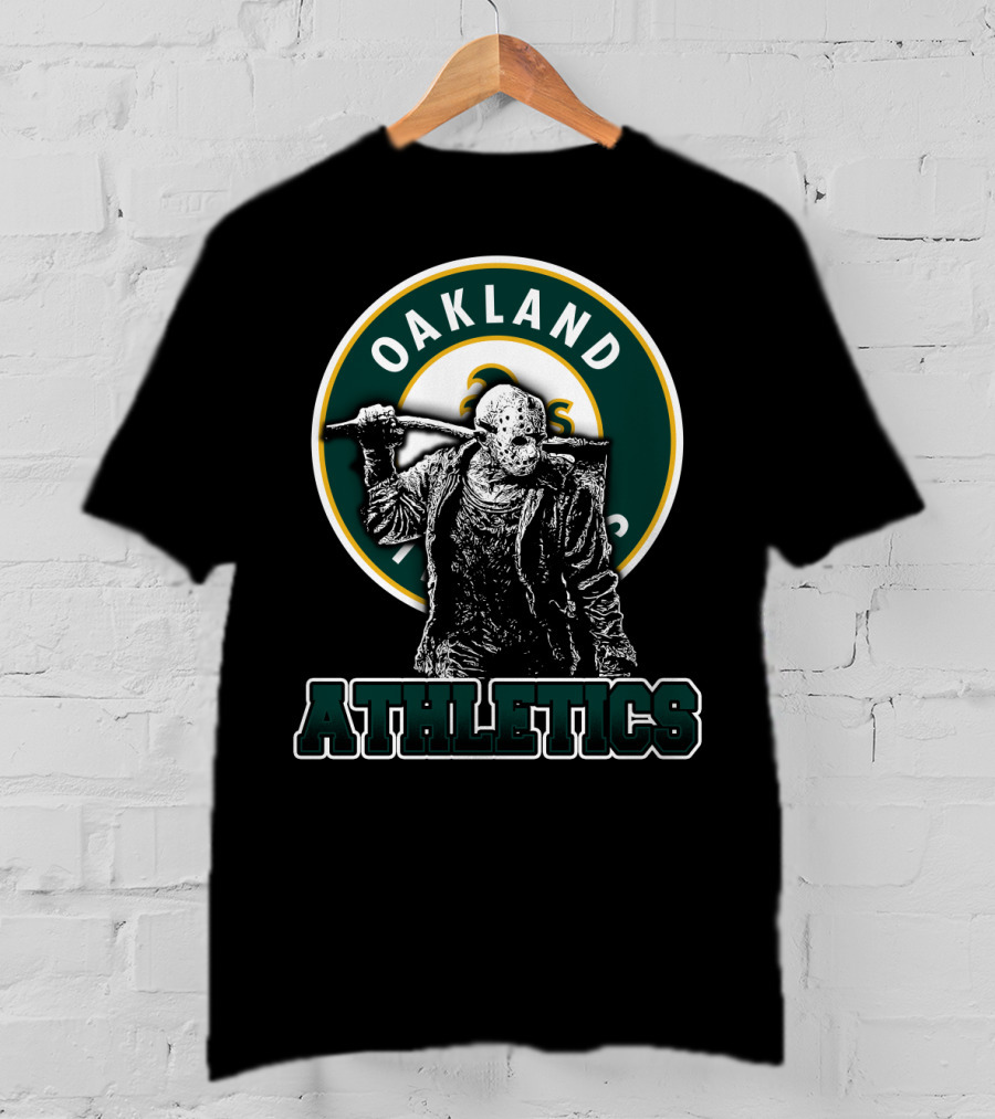 Oakland Athletics And Jason Voorhees Crossover Logo Fan T-Shirt