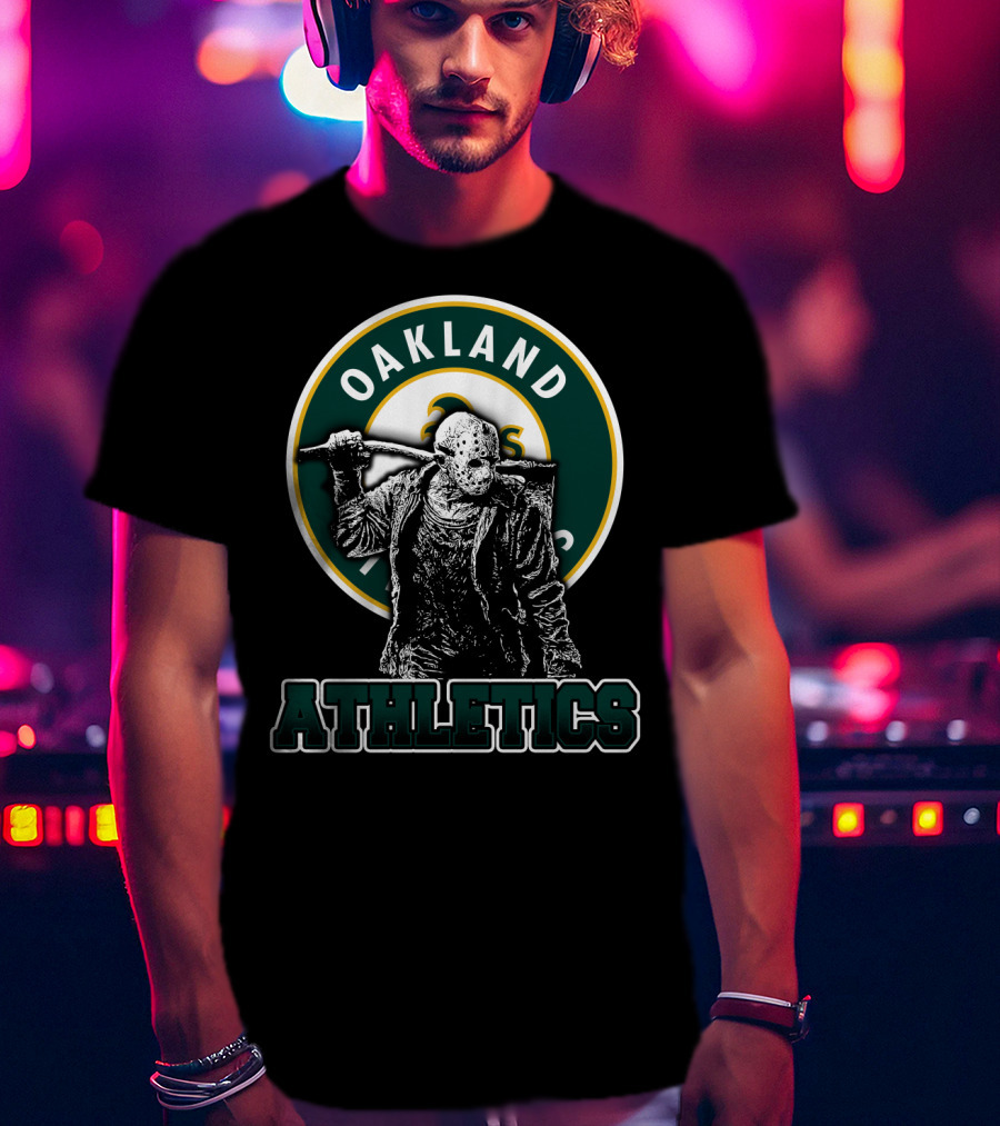 Oakland Athletics And Jason Voorhees Crossover Logo Fan T-Shirt
