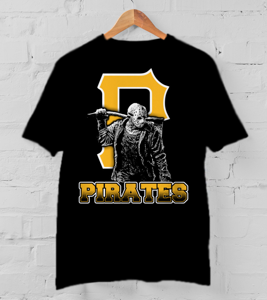 Jason Voorhees With Pittsburgh Pirates Symbol And Text Pirates T-Shirt