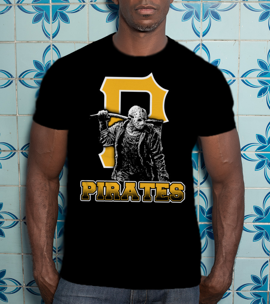 Jason Voorhees With Pittsburgh Pirates Symbol And Text Pirates T-Shirt