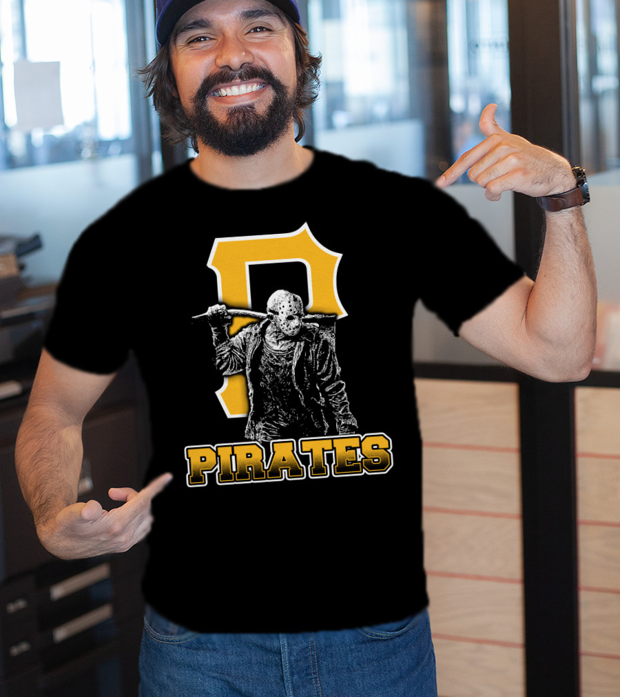 Jason Voorhees With Pittsburgh Pirates Symbol And Text Pirates T-Shirt