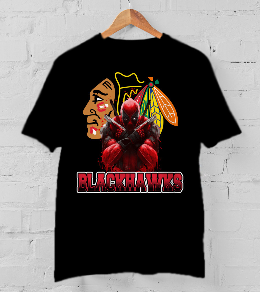 Blackhawks Deadpool Fans Chicago Crossover T-Shirt