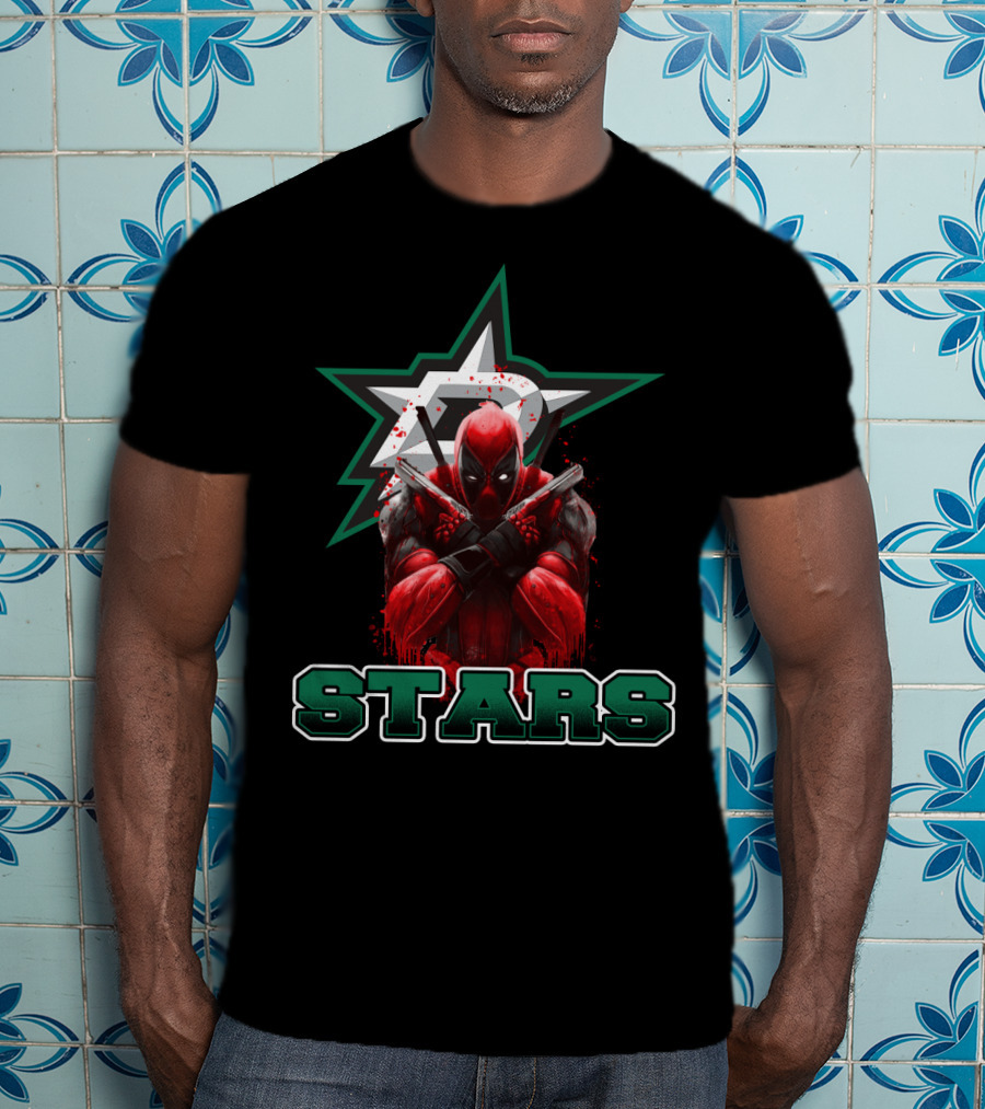 Deadpool Dallas Stars Nhl Crossover T-Shirt
