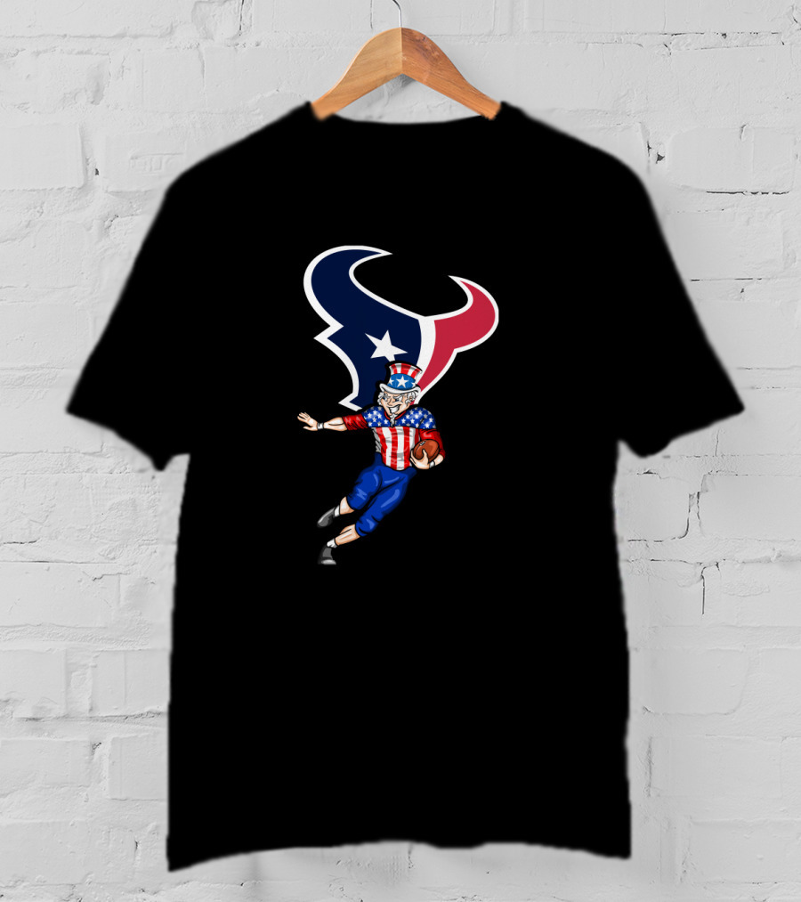 Houston Texans Uncle Sam 4Th Of July Football Americna Flag T-Shirt