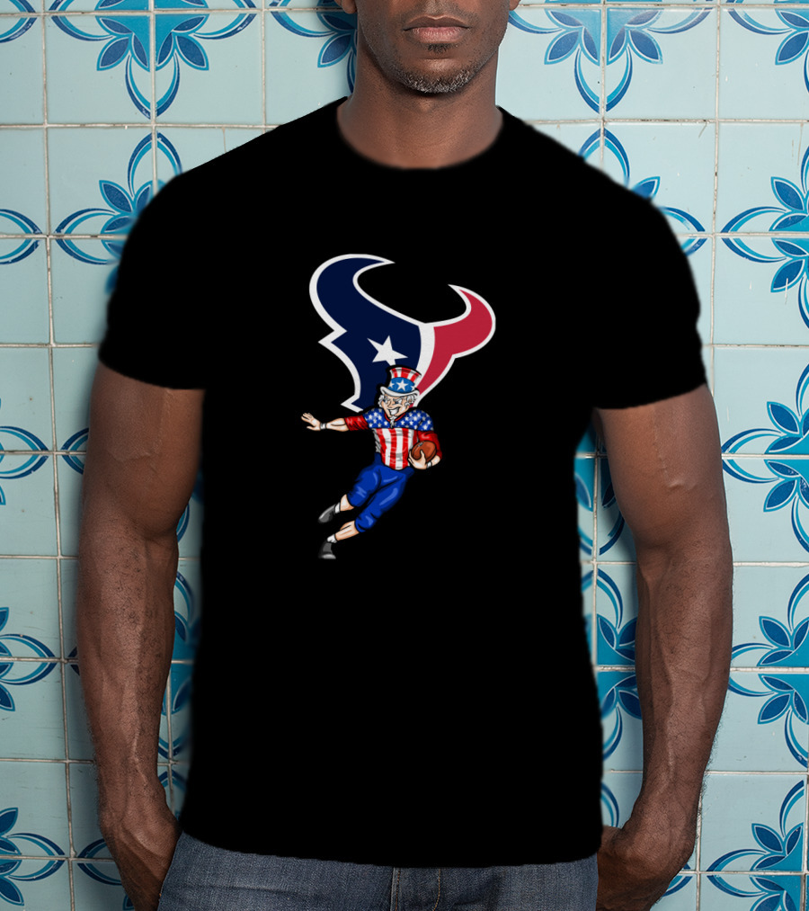 Houston Texans Uncle Sam 4Th Of July Football Americna Flag T-Shirt