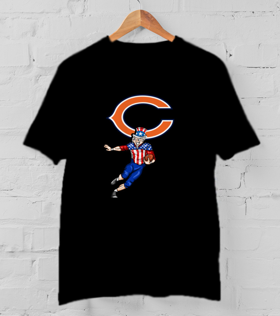 Chicago Bears 4Th July Uncle Sam Football Player With Orange C T-Shirt