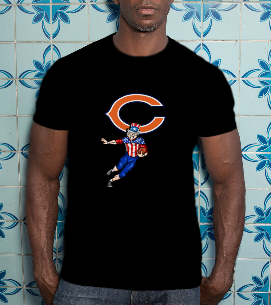 Chicago Bears 4Th July Uncle Sam Football Player With Orange C T-Shirt