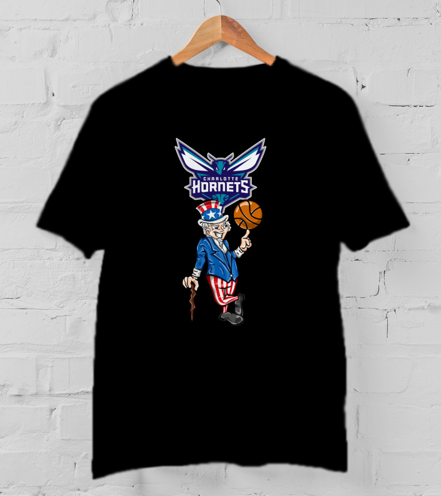 Charlotte Hornets Uncle Sam 4Th July Basketball T-Shirt